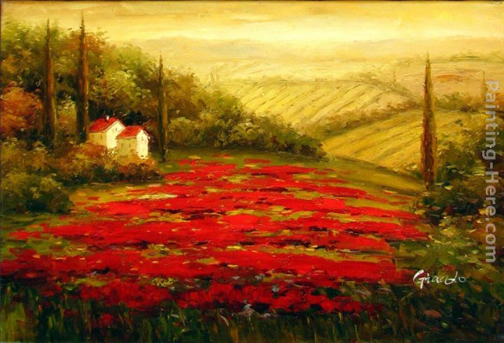 Red Poppies in Tuscany painting - 2011 Red Poppies in Tuscany art painting